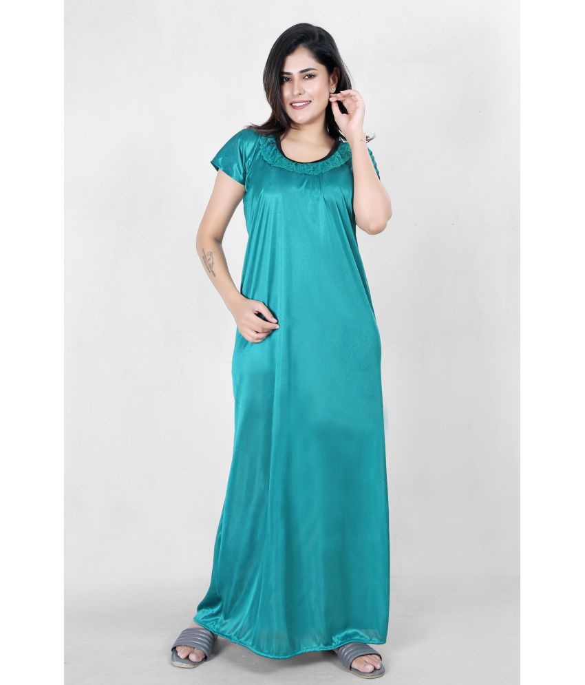     			RRIDHIMA - Green Satin Women's Nightwear Nighty & Night Gowns ( Pack of 1 )