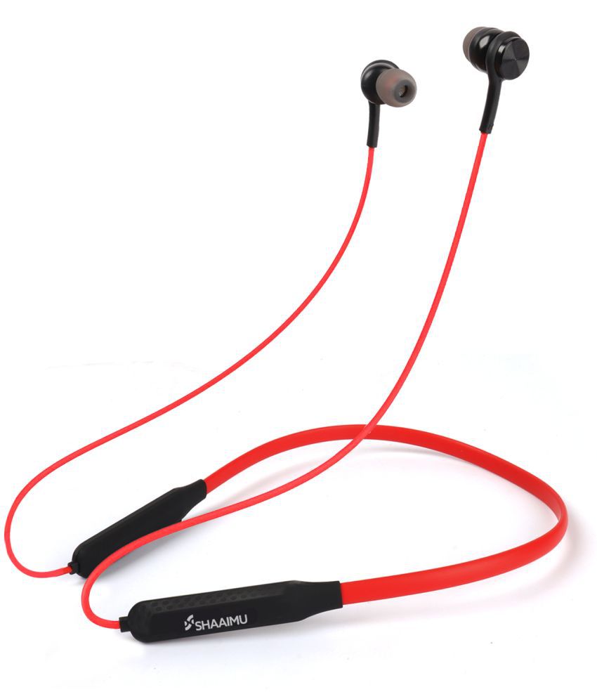 SHAAIMU Sports A222 In Ear Bluetooth Neckband 20 Hours Playback IPX5(Splash & Sweat Proof) Dual pairing,Fast charging -Bluetooth V 5.0 Red
