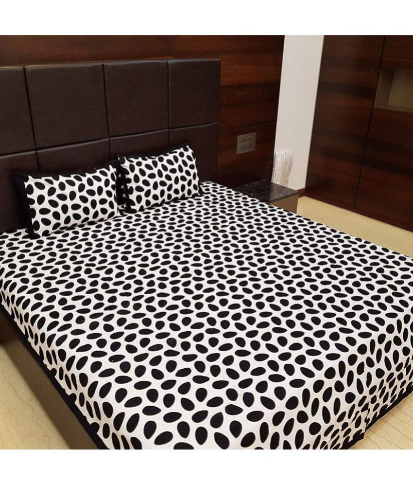     			FrionKandy Living - Black Cotton Double Bedsheet with 2 Pillow Covers
