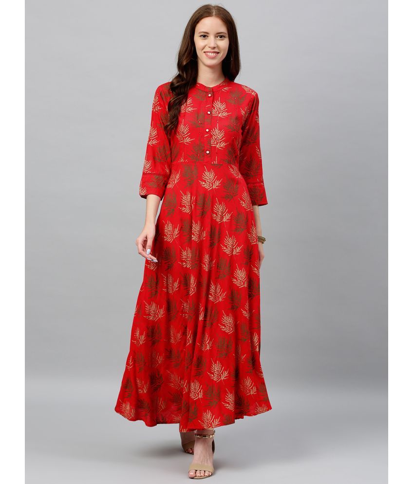     			KIPEK - Red Rayon Women's Flared Kurti ( Pack of 1 )