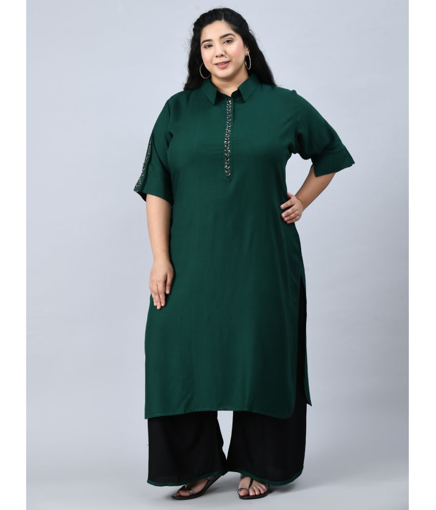     			PrettyPlus by Desinoor - Green Straight Rayon Women's Stitched Salwar Suit ( Pack of 1 )