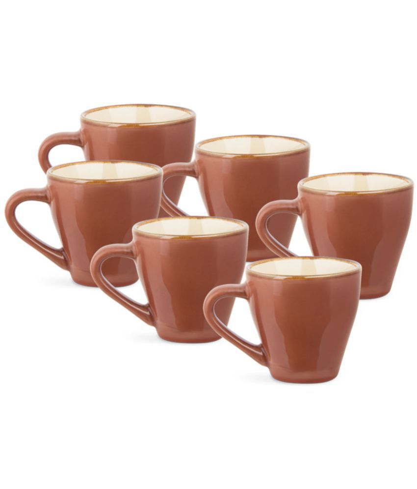     			Treo By Milton Nano Y Ceramic Mug, Set of 6, 95 ml, Coffee Brown | Dishwasher Safe | Microwave Safe | Heat Resistant | Easy to Clean | Coffee Mug | Tea Mug