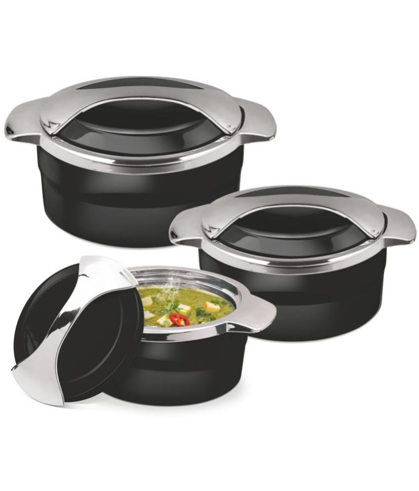     			Milton Zest Jr Insulated Inner Stainless Steel Casseroles Gift Set of 3, Black