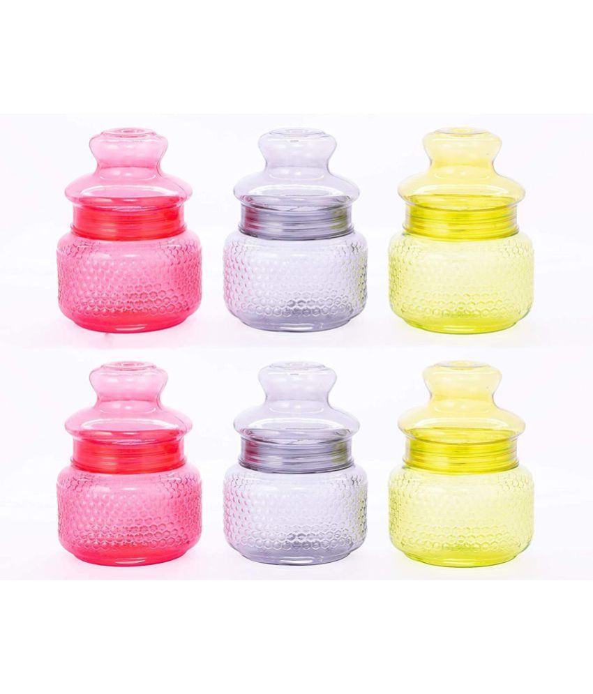 Woolco - storage jar set Multicolor Plastic Spice Container ( Set of 6 ) - 500