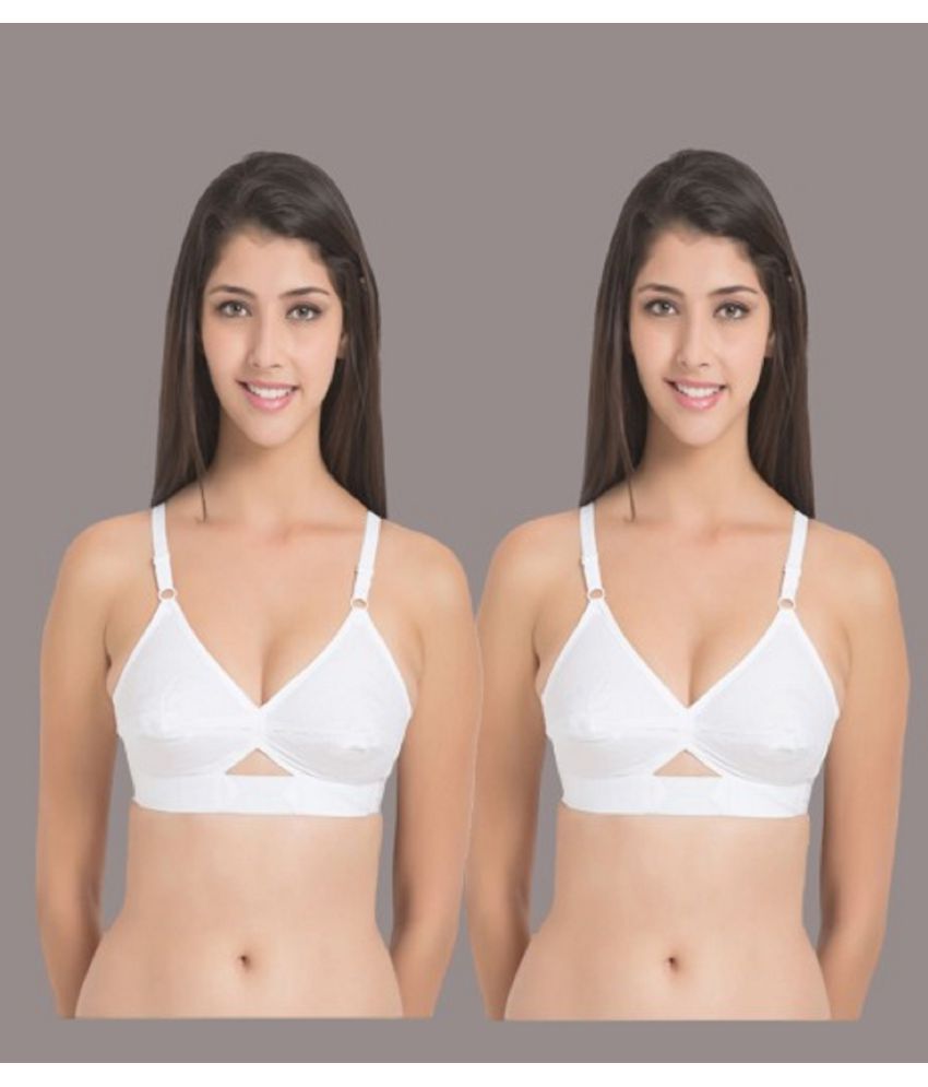     			Desiprime - White Cotton Non Padded Women's Everyday Bra ( Pack of 2 )