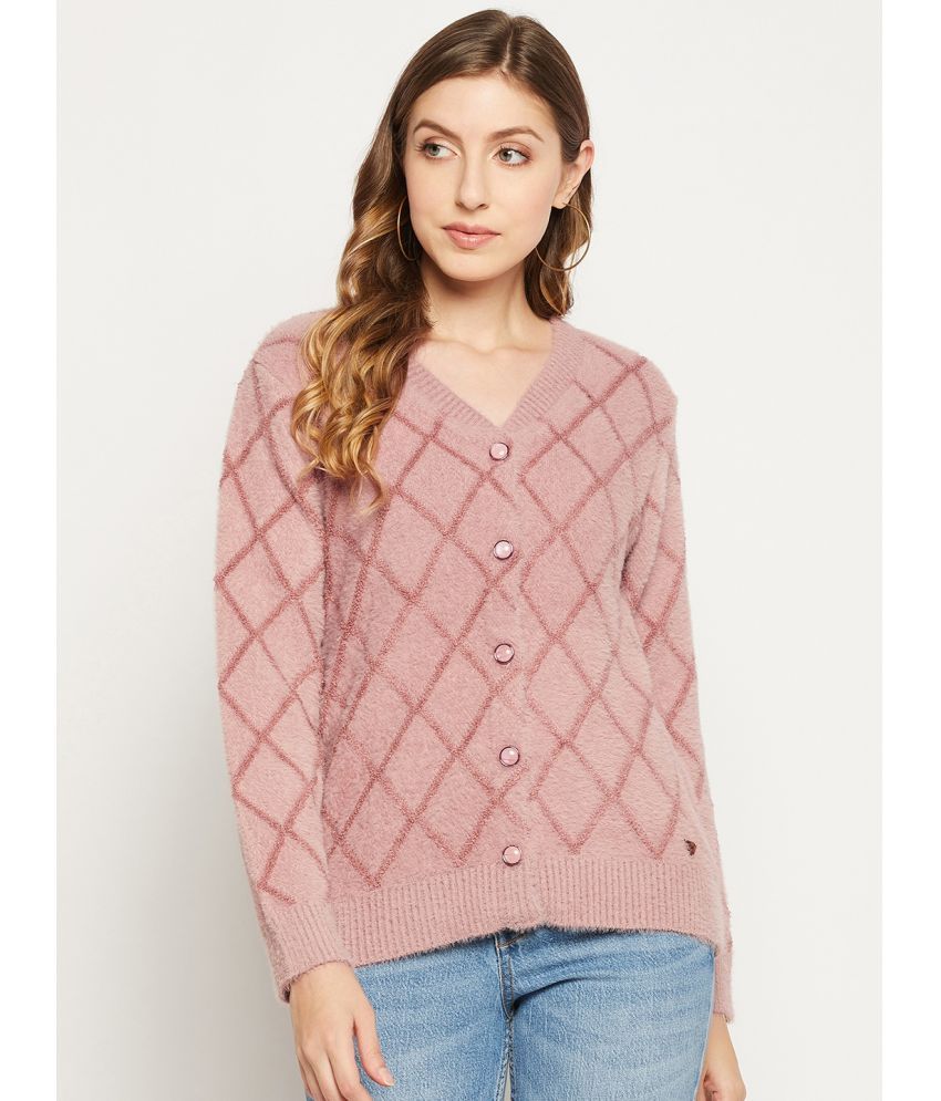     			Duke Acro Wool Pink Buttoned Cardigans -