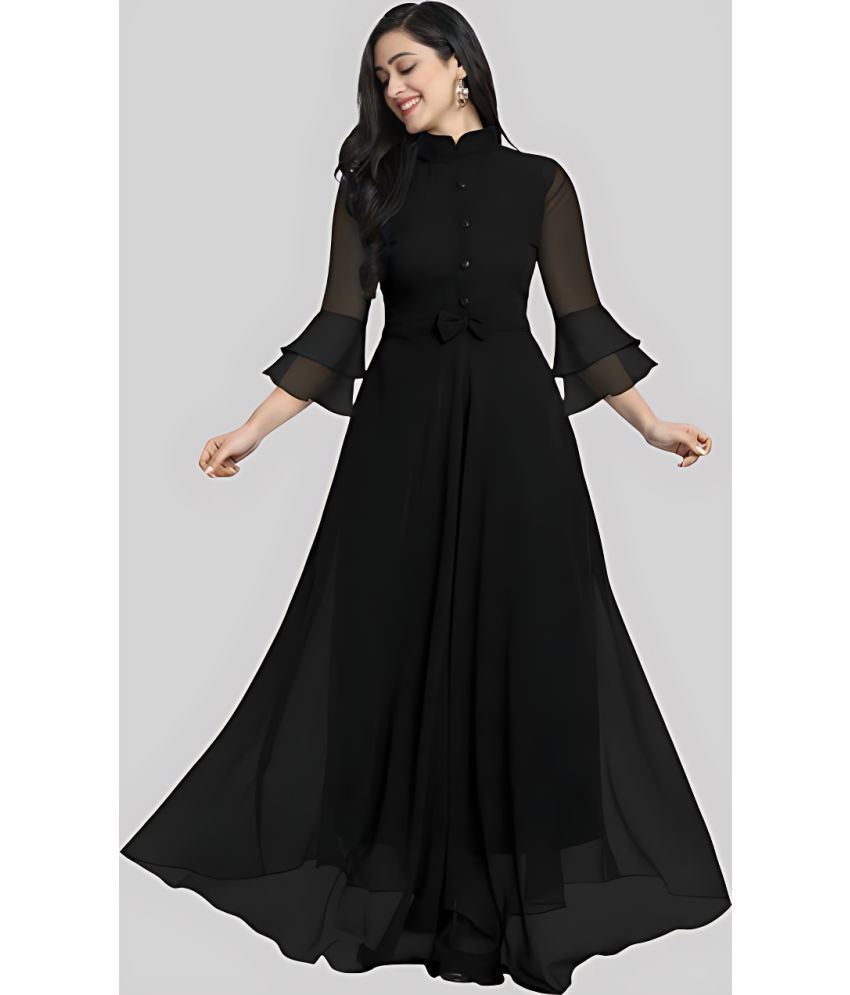     			Femvy - Black Georgette Women's Gown ( Pack of 1 )