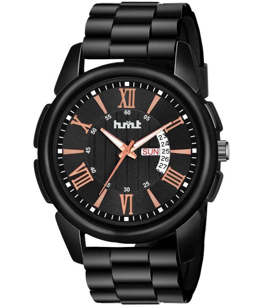 HMCT - Black Leather Analog Men's Watch