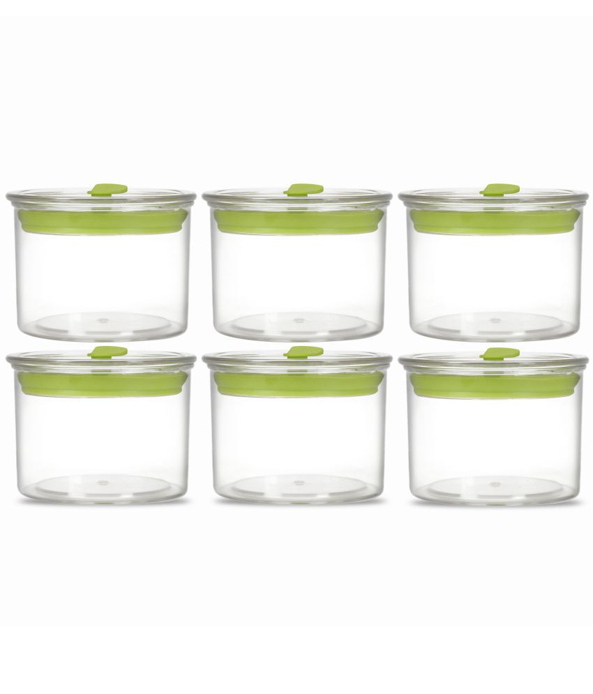     			HomePro - Premium Orio unbreakable airtight High quality transparent plastic storage container with air vent lid pack of 6, food-grade, Bpa-free, round, 500ml Green