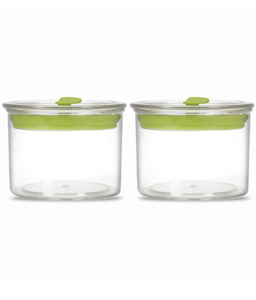     			HomePro - Premium Orio unbreakable airtight High quality transparent plastic storage container with air vent lid pack of 2, food-grade, Bpa-free, round, 500ml Green
