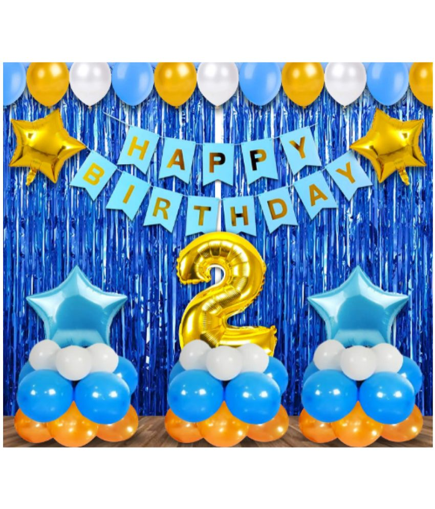     			Jolly Party  2nd Birthday Decoration Items For Boys -38 pcs Blue Birthday Decoration - 2nd Birthday Party Decorations,Birthday Decorations kit for Boys