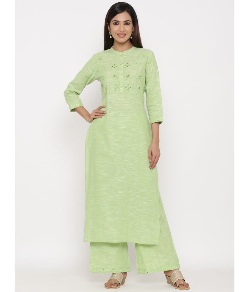     			KIPEK - Green Straight Cotton Women's Stitched Salwar Suit ( Pack of 1 )