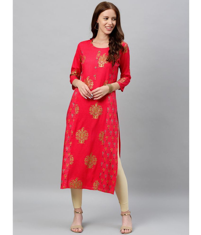     			KIPEK - Red Rayon Women's Straight Kurti ( Pack of 1 )