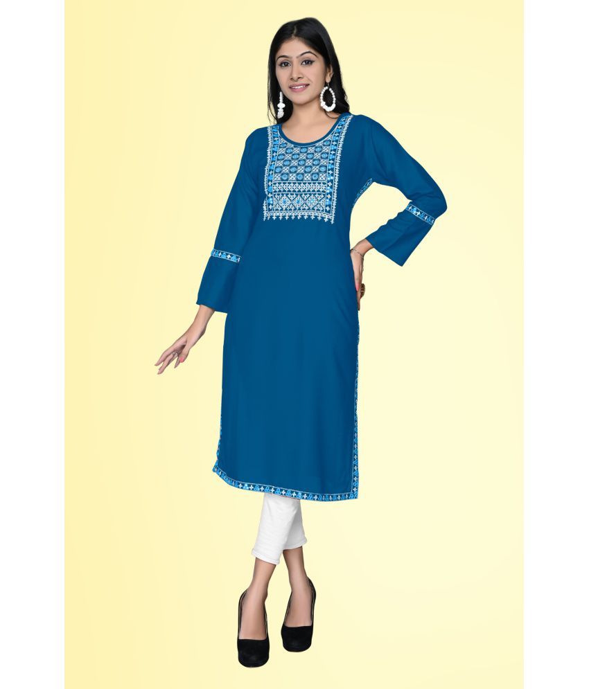     			Kapadia - Teal Rayon Women's Straight Kurti ( Pack of 1 )