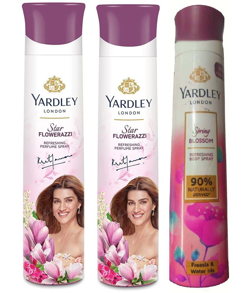     			Yardley London - 2FLAWERAZZI & 1SPRING BLOSSOM150MLEACH, Deodorant Spray for Women 450 ml ( Pack of 3 )