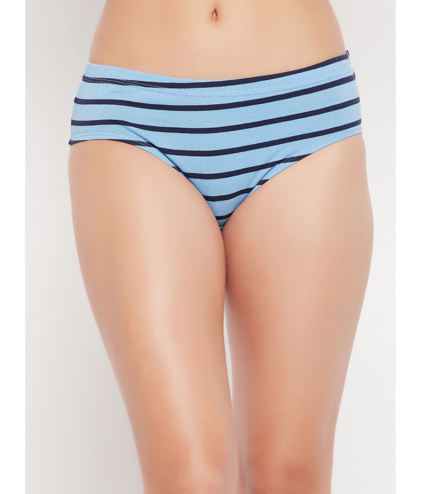     			Clovia - Blue Cotton Striped Women's Hipster ( Pack of 1 )