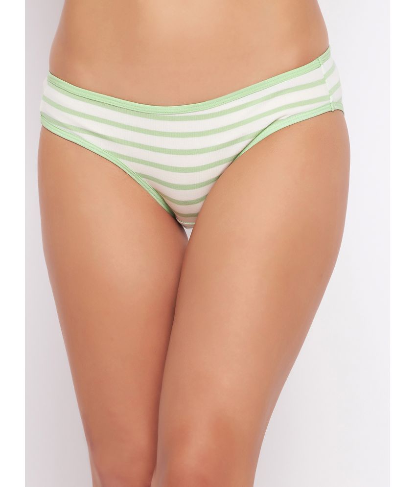     			Clovia Cotton Striped Women's Bikini ( White )