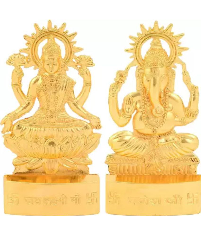     			DvR ClicK - Brass Laxmi Ganesh 10 cm Idol