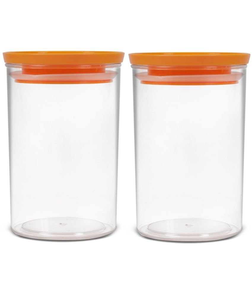     			HomePro - Premium Excellent unbreakable airtight High quality transparent plastic storage container with air vent lid pack of 2, food-grade, Bpa-free, round, 900ml Orange