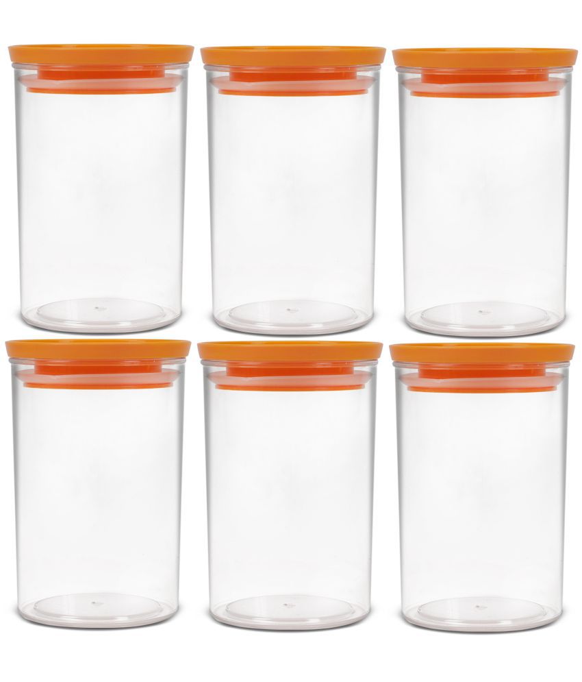     			HomePro - Premium Excellent unbreakable airtight High quality transparent plastic storage container with air vent lid pack of 6, food-grade, Bpa-free, round, 1400ml Orange