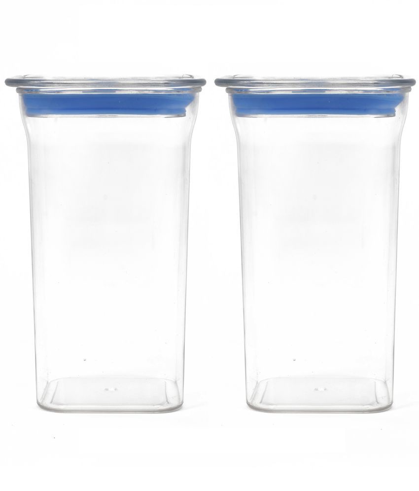     			HomePro Fabio Airtight Transparent storage Plastic container pack of 2, Square, 1500ml Blue