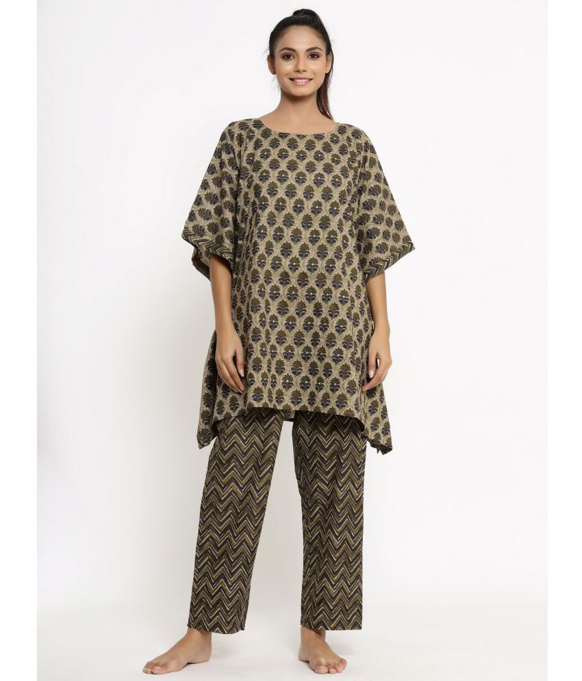     			KIPEK - Brown Cotton Women's Nightwear Nightsuit Sets ( Pack of 1 )