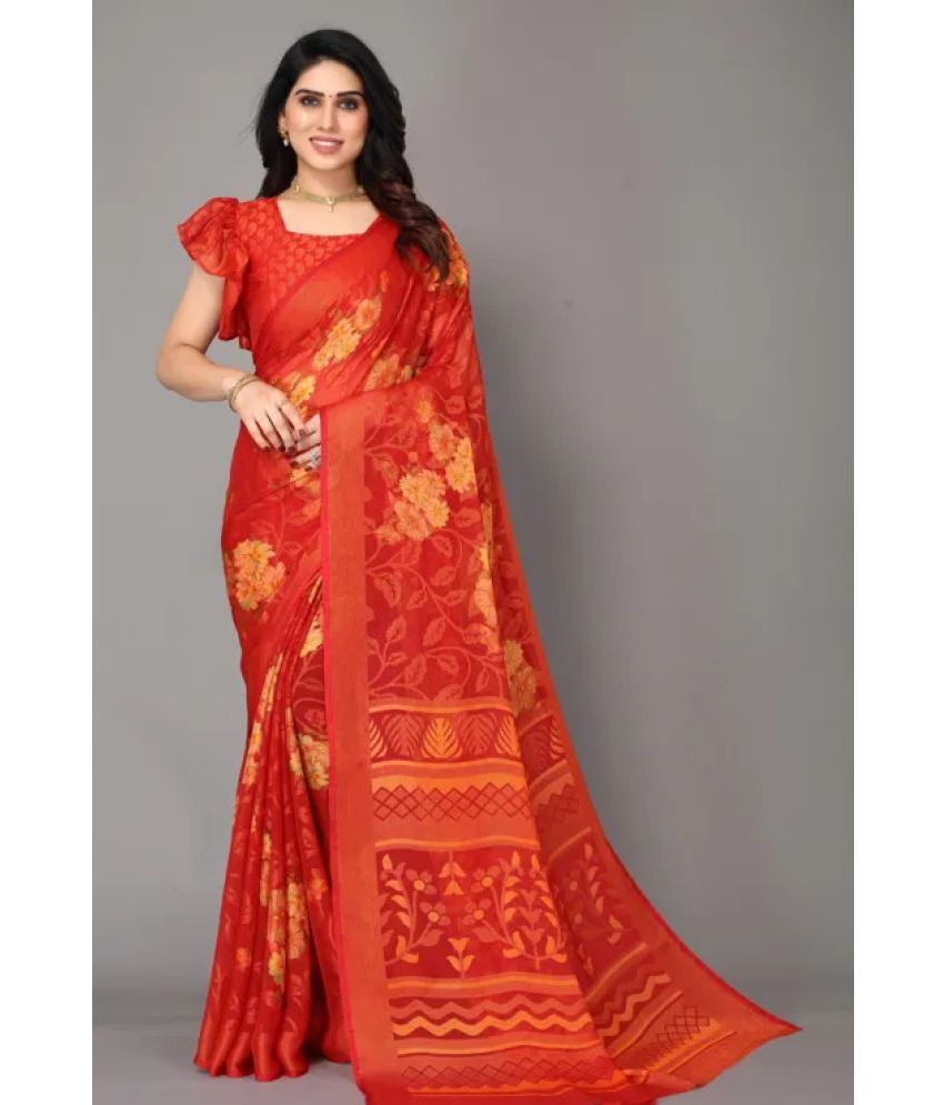     			Sanjana Silks - Red Brasso Saree With Blouse Piece ( Pack of 1 )