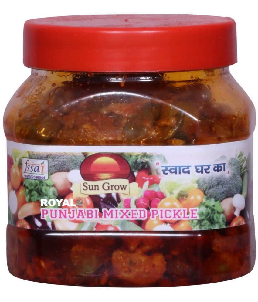     			Sun Grow Royal Punjabi Chatpata Mixed Pickle (Mixed Vegetable Mango Lime Green Chilli Carrot Ginger) Pickle 500 g