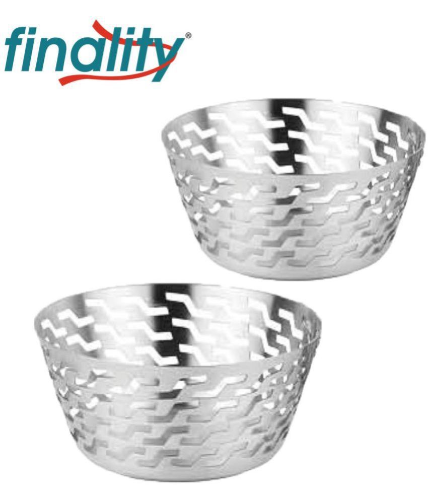 finality - Zik Zag Bread Basket Silver Bread Basket 1000 ml ( Set of 2 )
