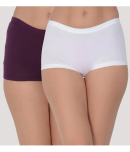 Leading Lady Pack of 2 Cotton Solid Women's Boy Shorts ( Purple )