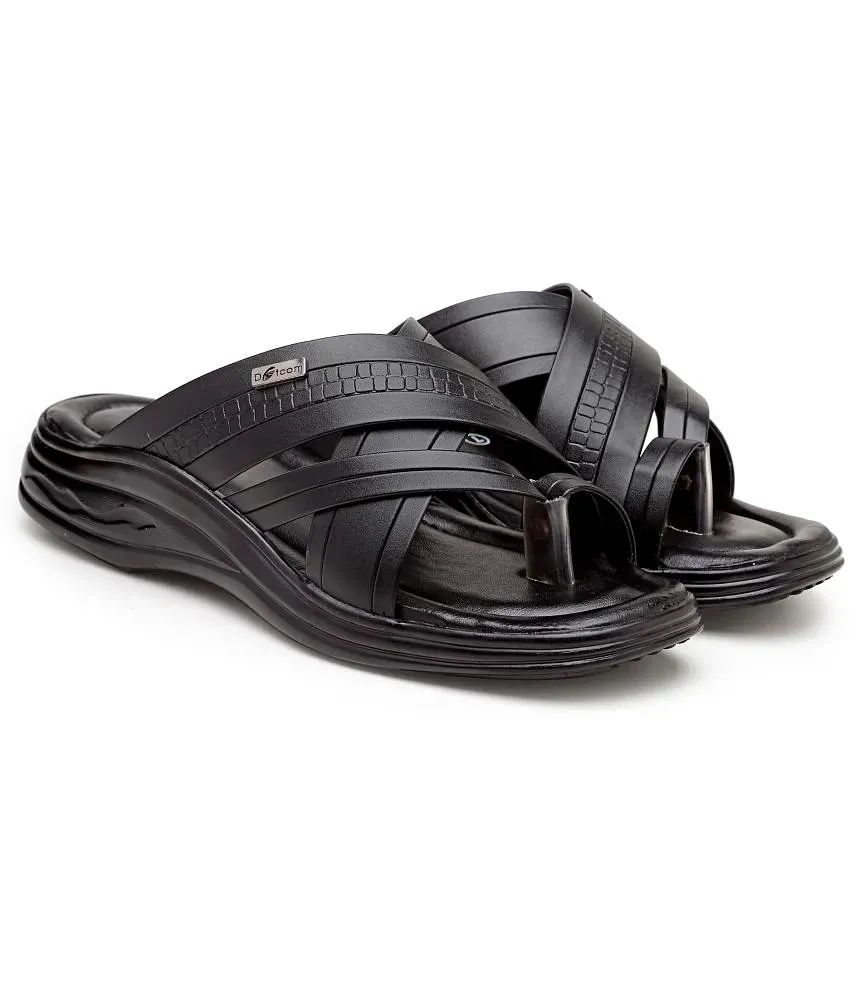 Action Synergy Men's PU10149 Black Leather Sandal : Amazon.in: Fashion