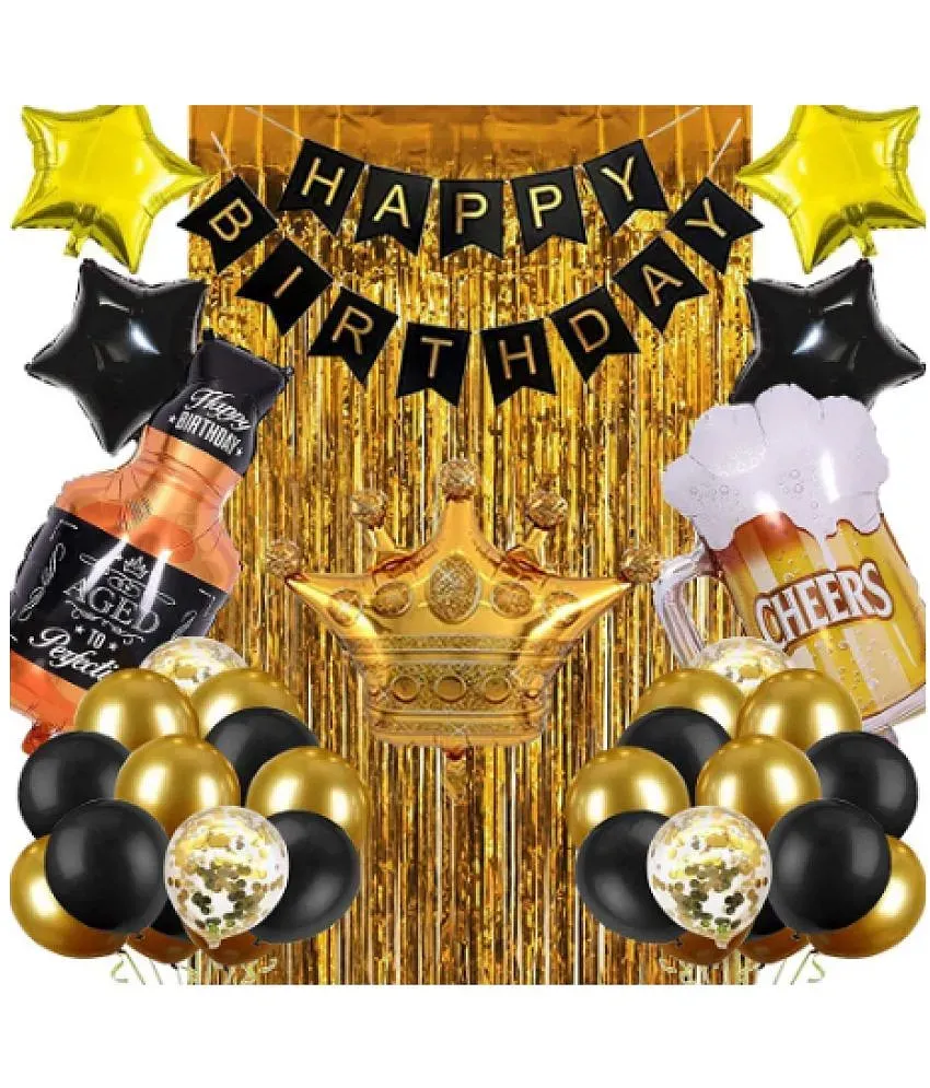 Black And White Happy Birthday Theme Decoration Kit Combo 38pcs