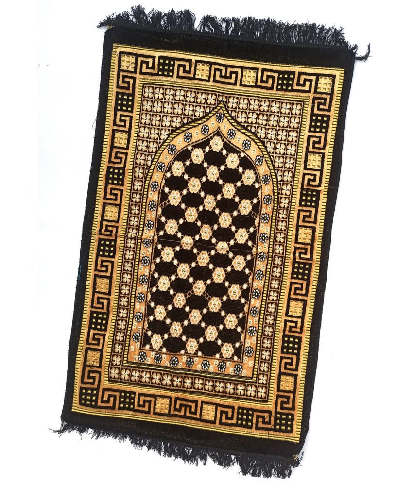    			ALRAZA LOOMS Black Single Anti-skid Velvet Prayer Mat ( 110 X 70 cm )