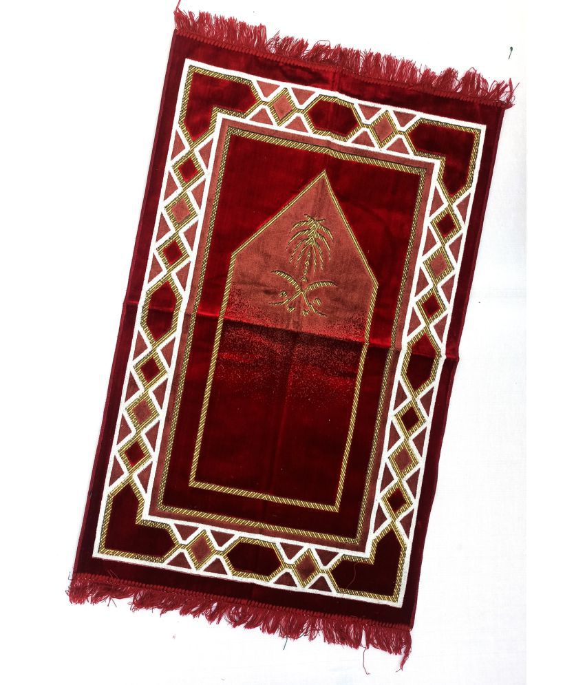     			ALRAZA LOOMS Red Single Anti-skid Velvet Prayer Mat ( 110 X 70 cm )