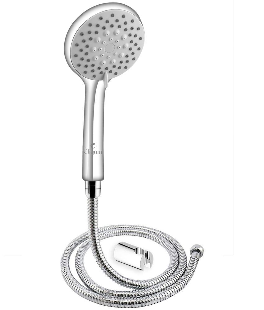     			Cliquin KSHS2304 ABS Hand Shower 3 Flow with SS-304 Grade 1.5 Meter Flexible Hose Pipe and Wall Hook Handheld Hand Shower(Wall Mount Installation Type)