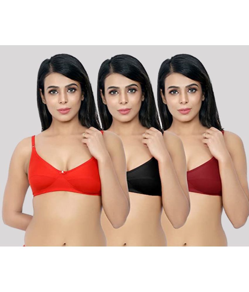     			Kiran Enterprises - Multicolor Cotton Blend Non Padded Women's Everyday Bra ( Pack of 3 )