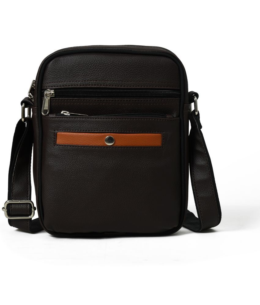     			MATRICE - Brown Solid Messenger Bag