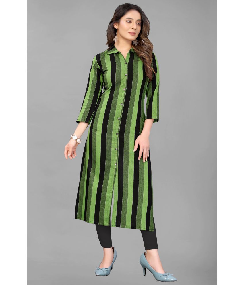     			MEHZEEL FAB - Green Front Slit Cotton Blend Women's Stitched Salwar Suit ( Pack of 1 )