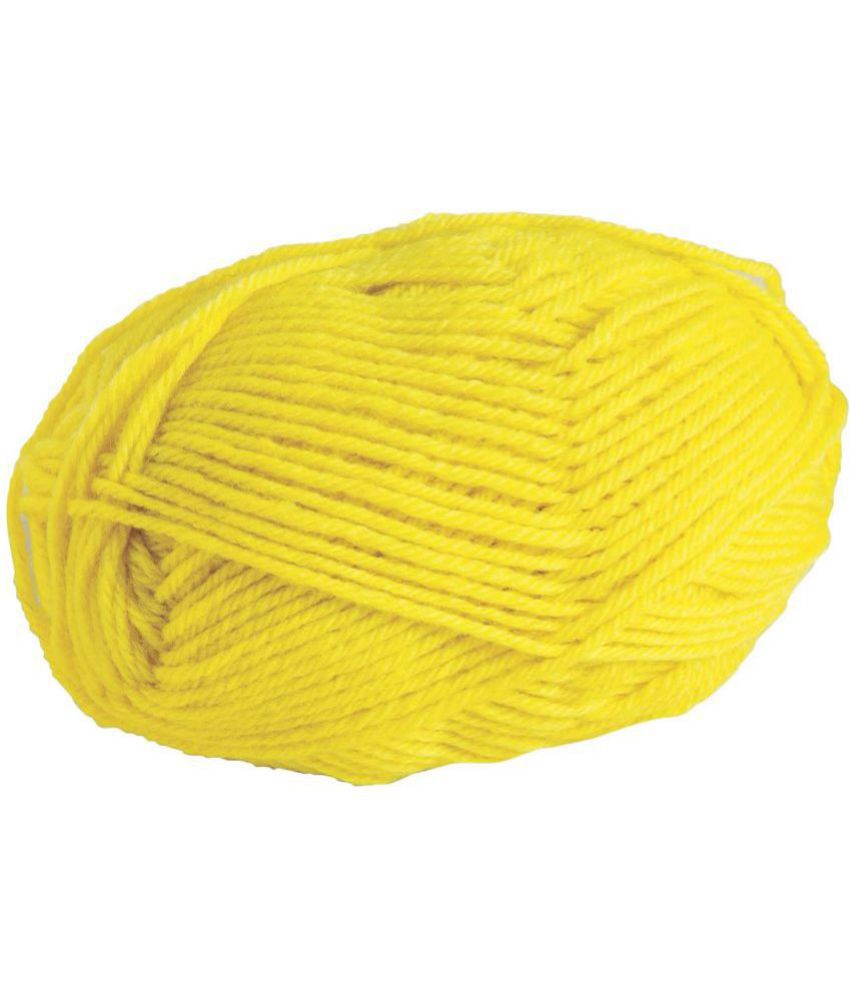     			PRANSUNITA 4 ply Soft Acrylic Knitting Wool Yarn, Used in Hand Knitting, Art Craft, and Crochet, Pack of 2 Rolls ( 50 GMS /90 MTS ) , Color- (Lemon Yellow)