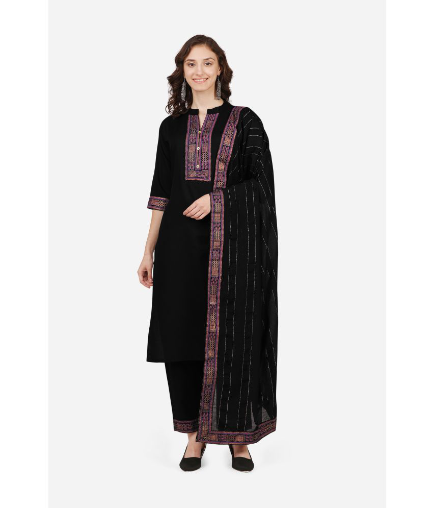     			Style Samsara - Black Straight Rayon Women's Stitched Salwar Suit ( Pack of 1 )