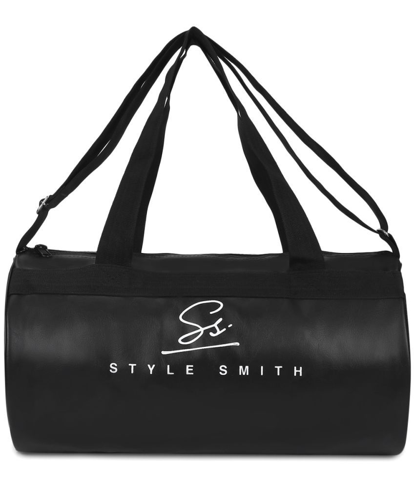 Style Smith - Black Faux Leather Sports Duffel Gym Bag ( 22 Ltrs )