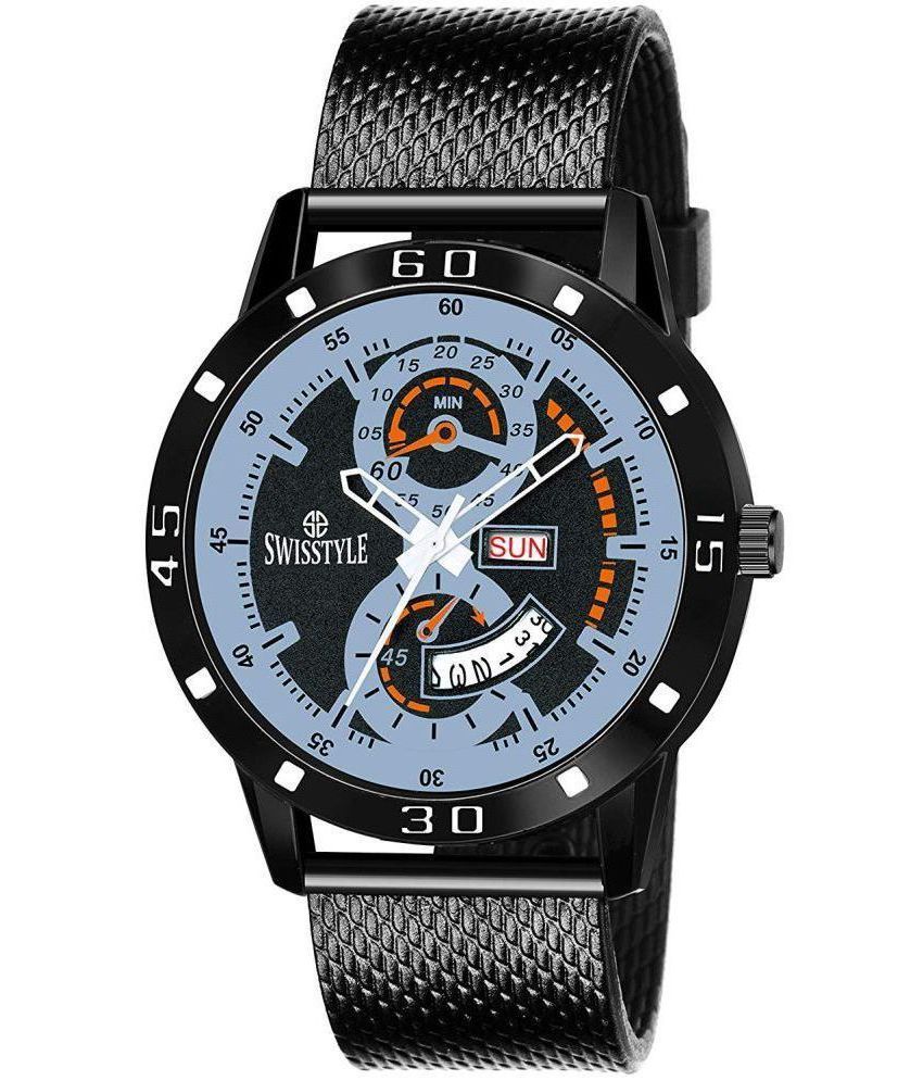     			Swisstyle - Black Leather Analog Men's Watch