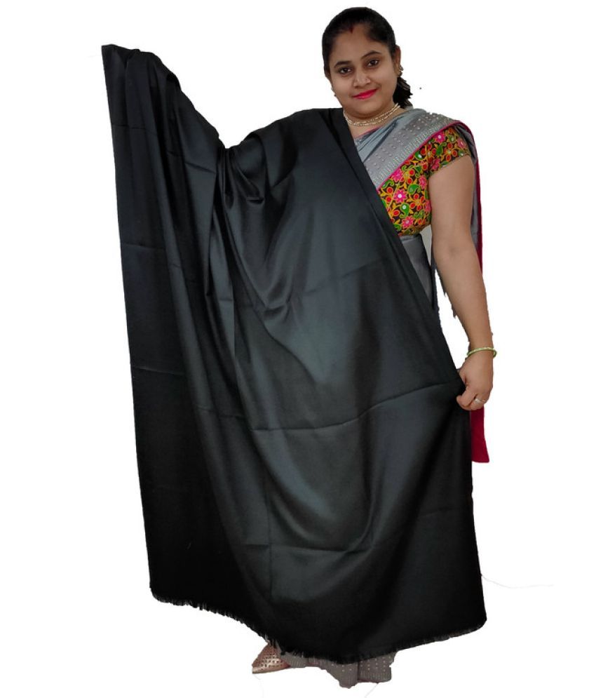     			Vrinde Black Solid Shawl - ( Pack of 1 )