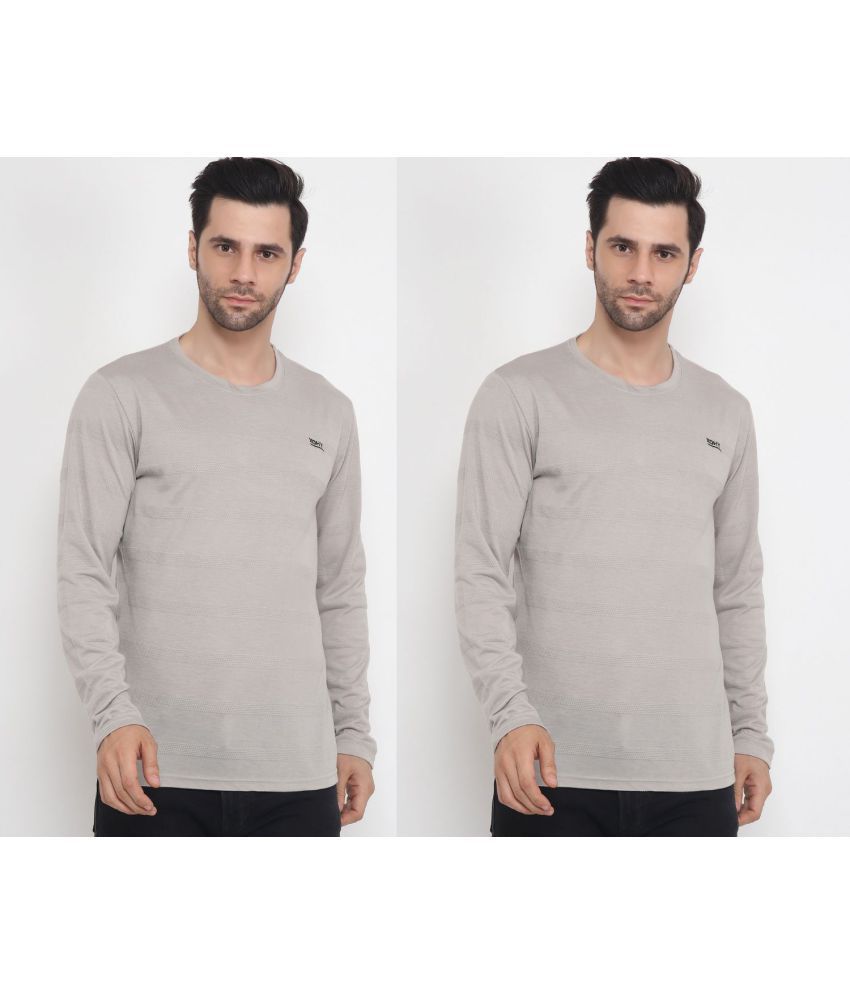     			xohy - Grey Cotton Blend Regular Fit Men's T-Shirt ( Pack of 2 )