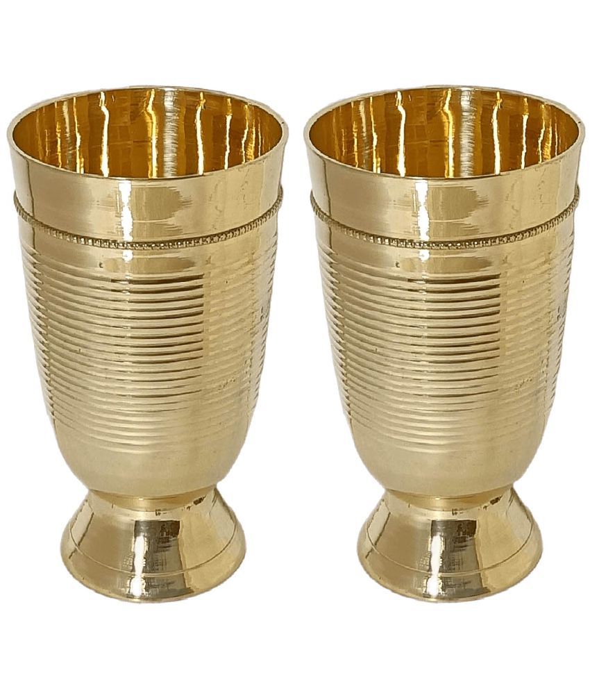     			A & H ENTERPRISES - Designer Heavy Water Brass Glasses 250 ml ( Pack of 2 )
