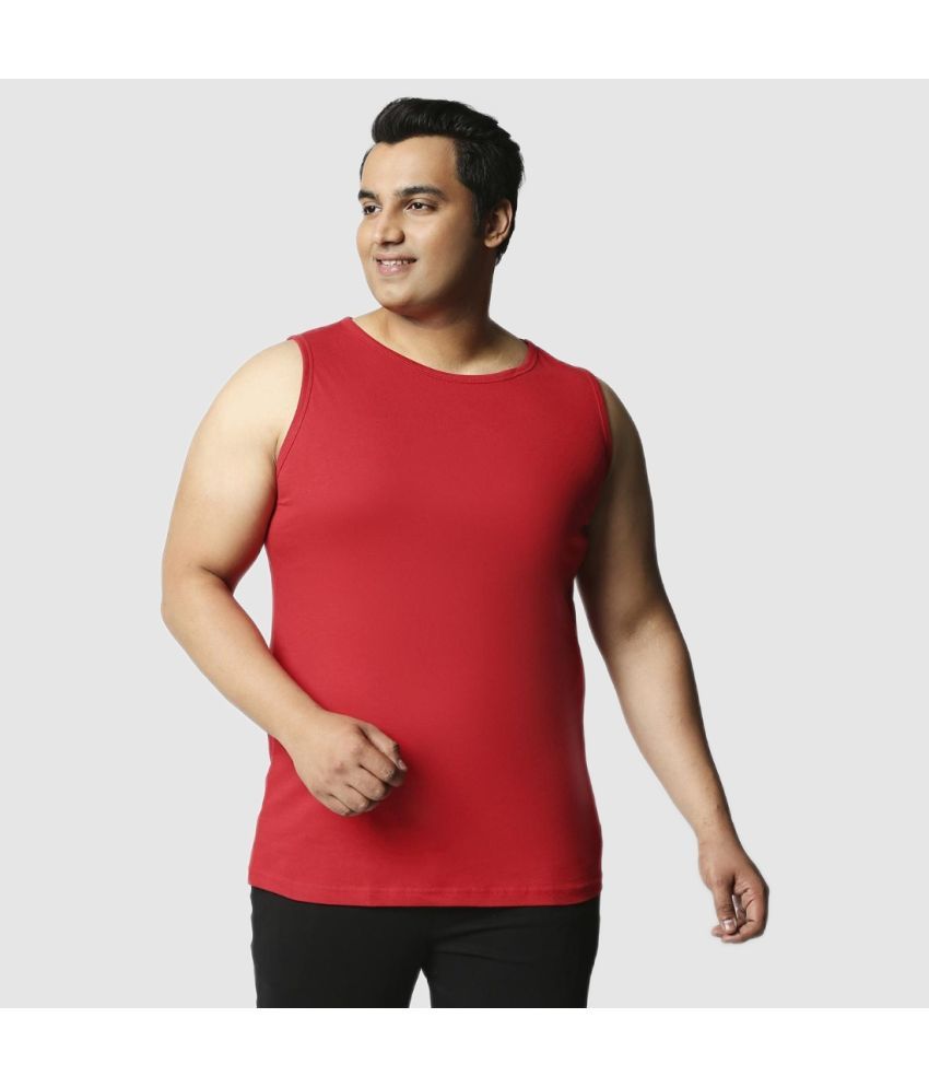     			Bewakoof Plus - Red Cotton Men's Vest ( Pack of 1 )