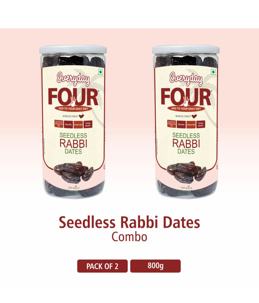     			Everyday Four Seedless Rabbi Dates (Khajoor) 800g | Combo Pack 400g *2 |