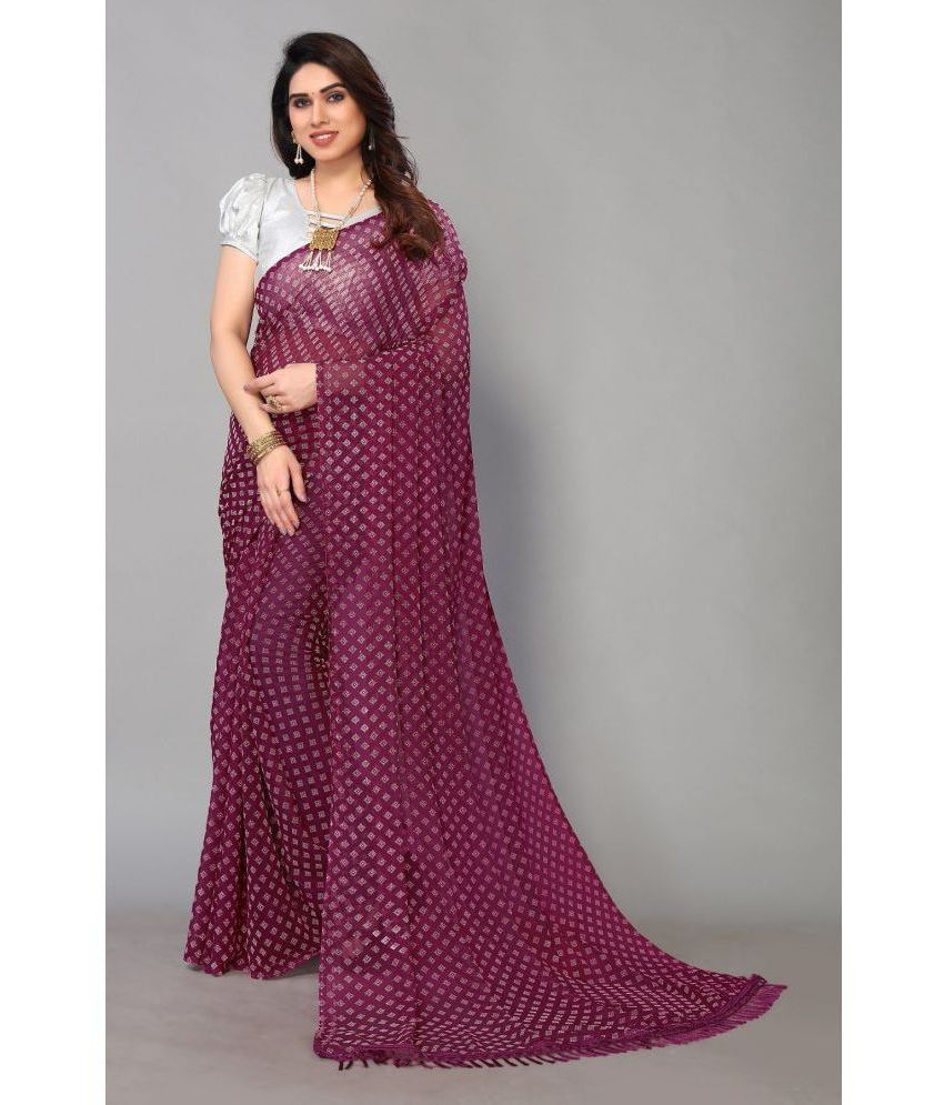     			FABMORA - Purple Chiffon Saree With Blouse Piece ( Pack of 1 )