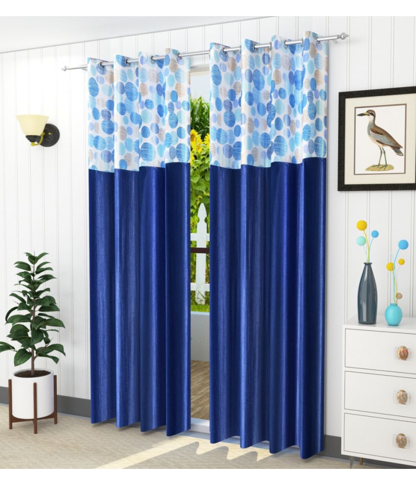     			Homefab India Printed Blackout Eyelet Window Curtain 5ft (Pack of 2) - Blue