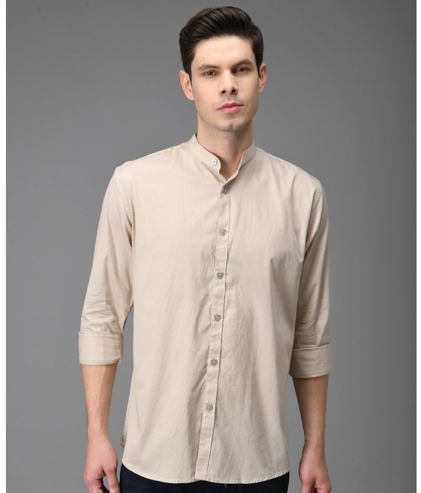 KIBIT - Beige 100% Cotton Slim Fit Men's Casual Shirt ( Pack of 1 )